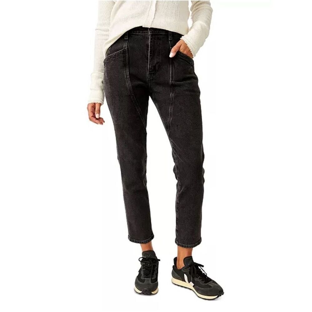 We The Free Women's Beacon Mid Rise Slim Crop Jeans Washed Black size 32